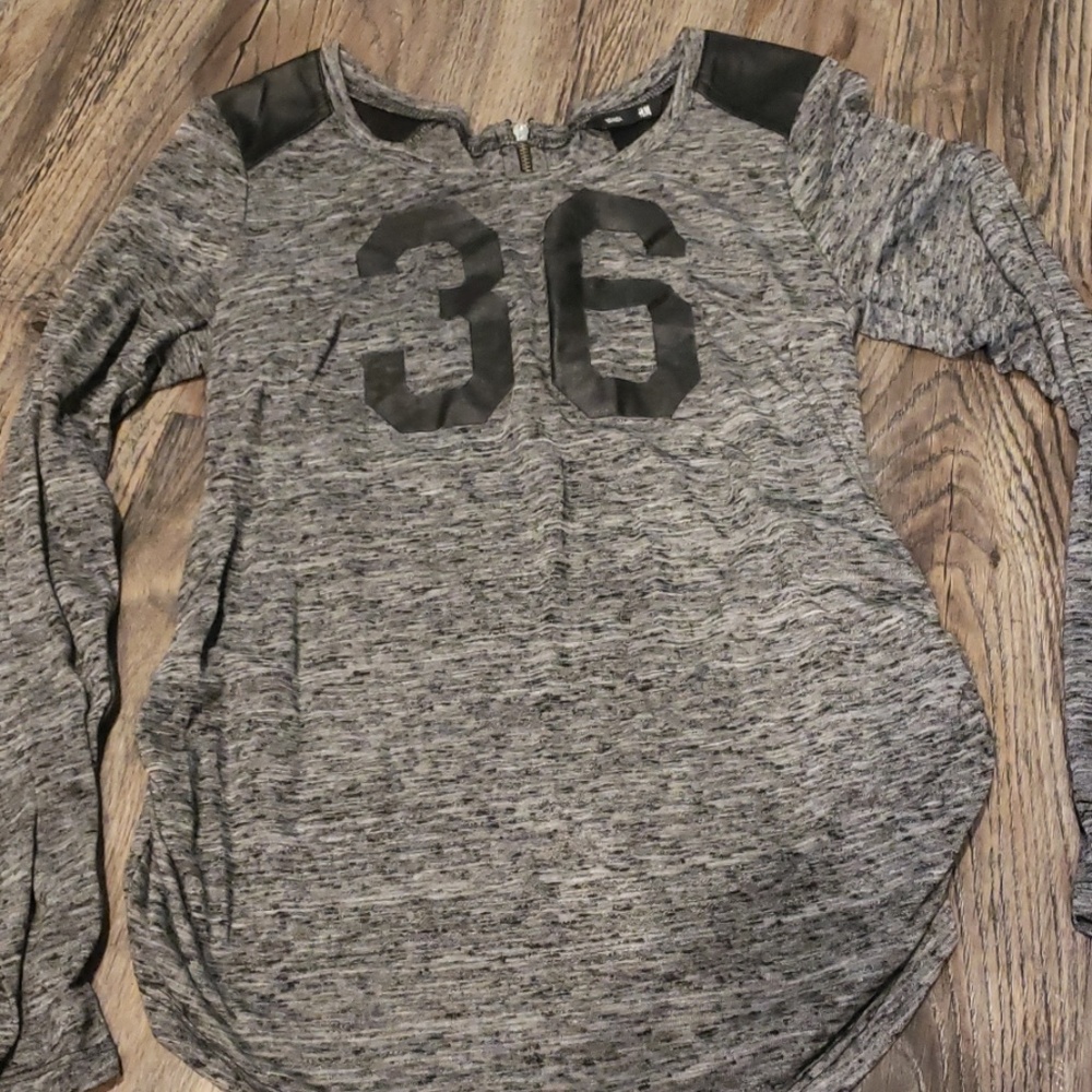Grey long sleeve tee with zip on back